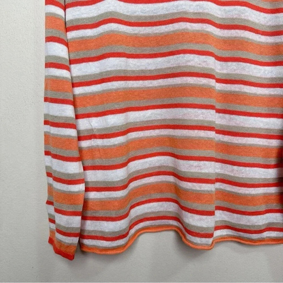 Tommy Bahama Womens Medium Linen Orange Stripe Long Sleeve Top - Picture 7 of 12